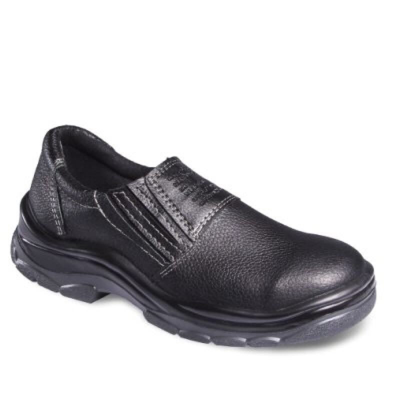 Sapato IDOL 800-BP Couro Elastic Preto Bico PVC