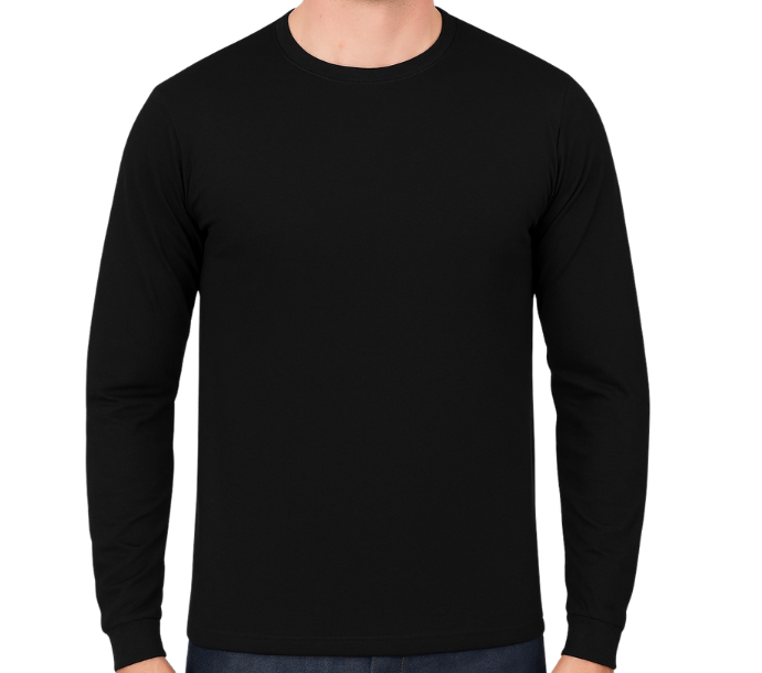 Camiseta de Malha Fria | Manga Longa | Preta