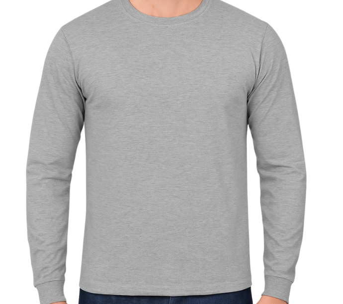 Camiseta de Malha Fria | Manga Longa | Cinza