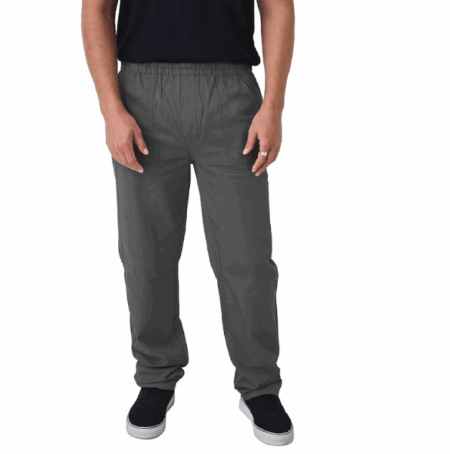 Calça de Brim Profissional com Elástico Total I Cinza