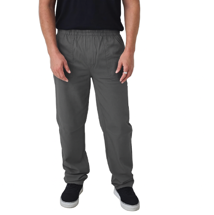 Calça de Brim Profissional com Elástico Total I Cinza