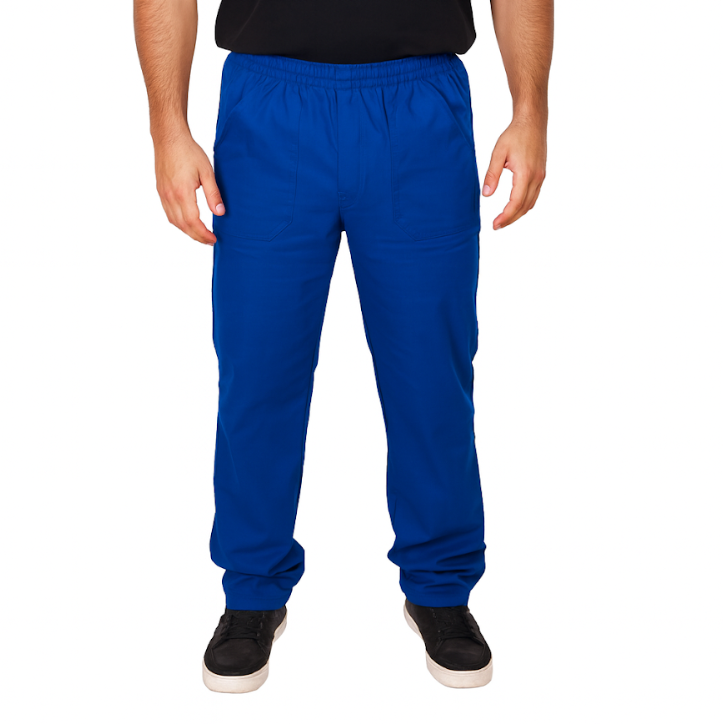 Calça de Brim Profissional com Elástico Total I  Azul Royal
