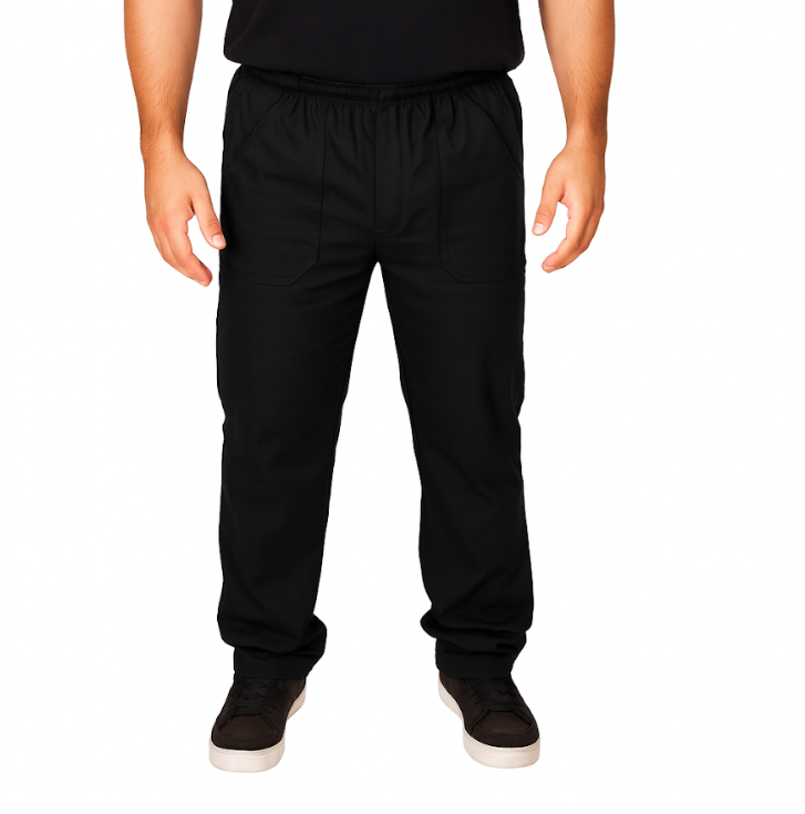 Calça de Brim Profissional com Elástico Total I Preta