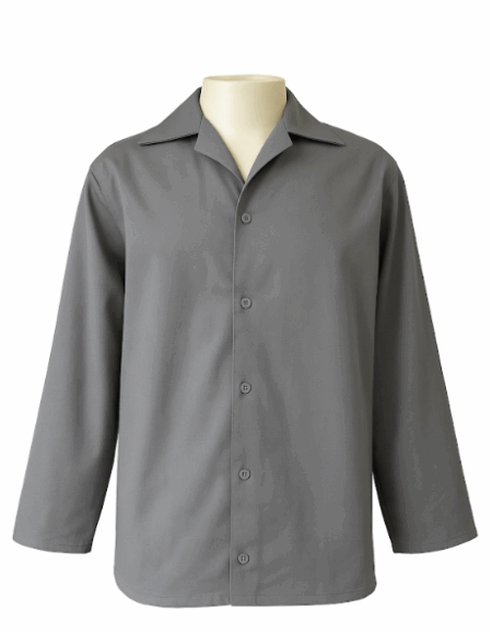 Camisa Profissional em Brim Aberta I Manga Longa I Cinza