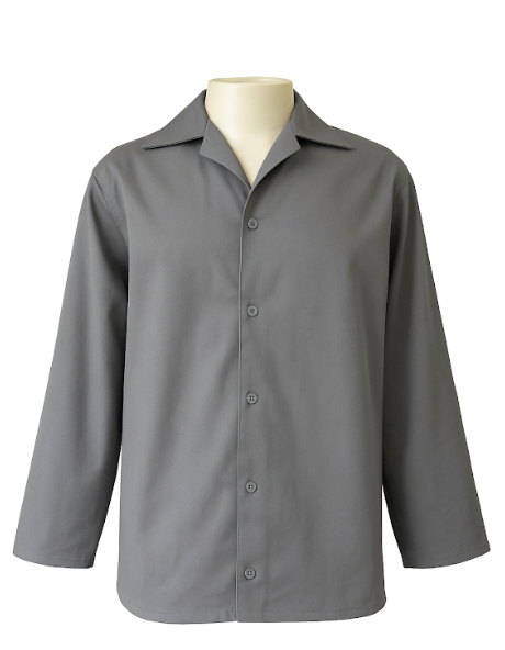 Camisa Profissional em Brim Aberta I Manga Longa I Cinza