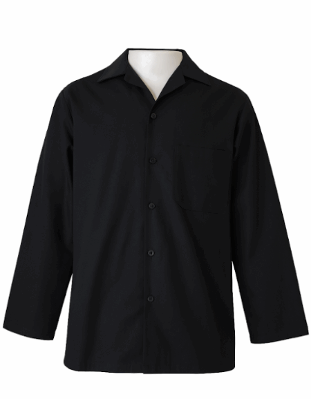 Camisa Profissional em Brim Aberta I Manga Longa I Preta
