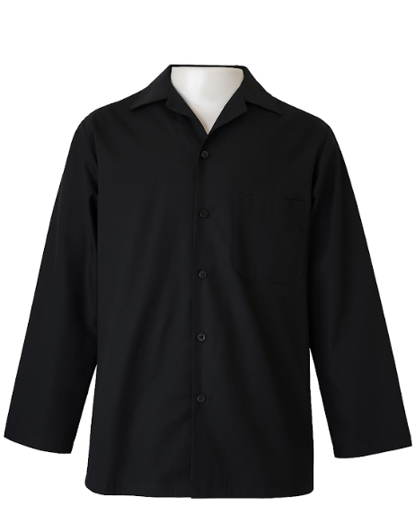 Camisa Profissional em Brim Aberta I Manga Longa I Preta