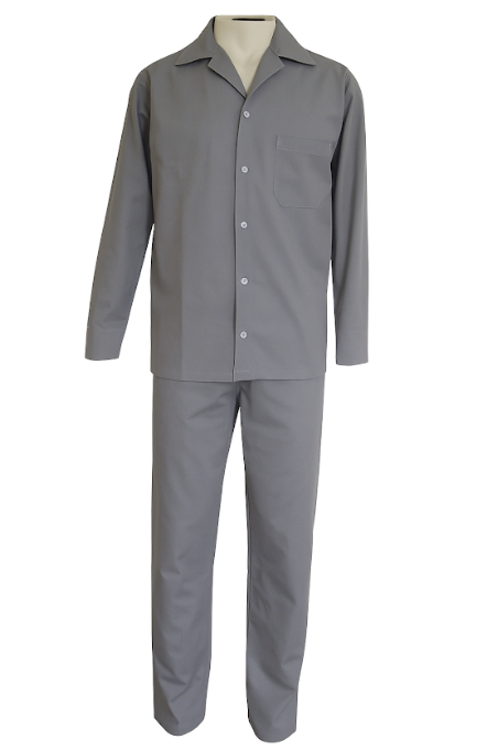 Conjunto em Brim – Calça Cós Elástico e Camisa Aberta Manga Longa | Cinza