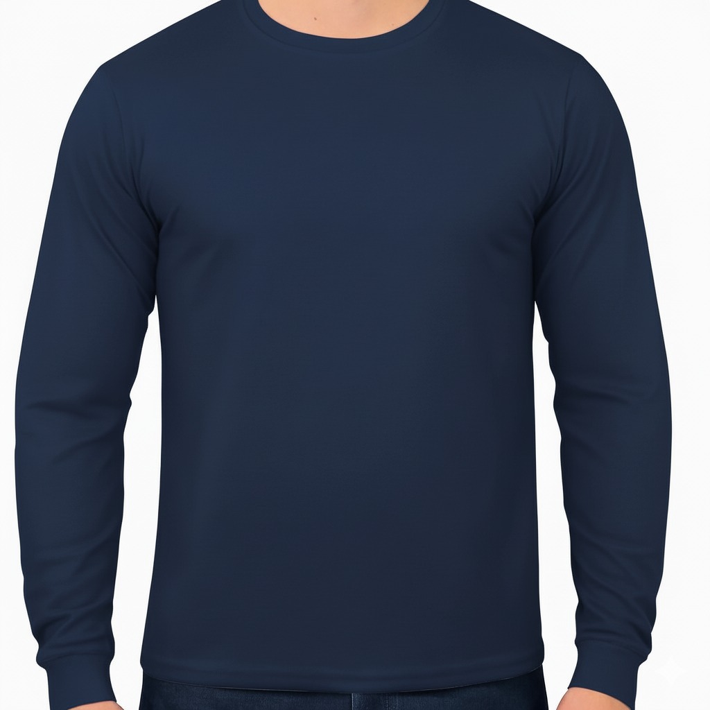Camiseta de Malha Fria | Manga Longa | Azul Marinho