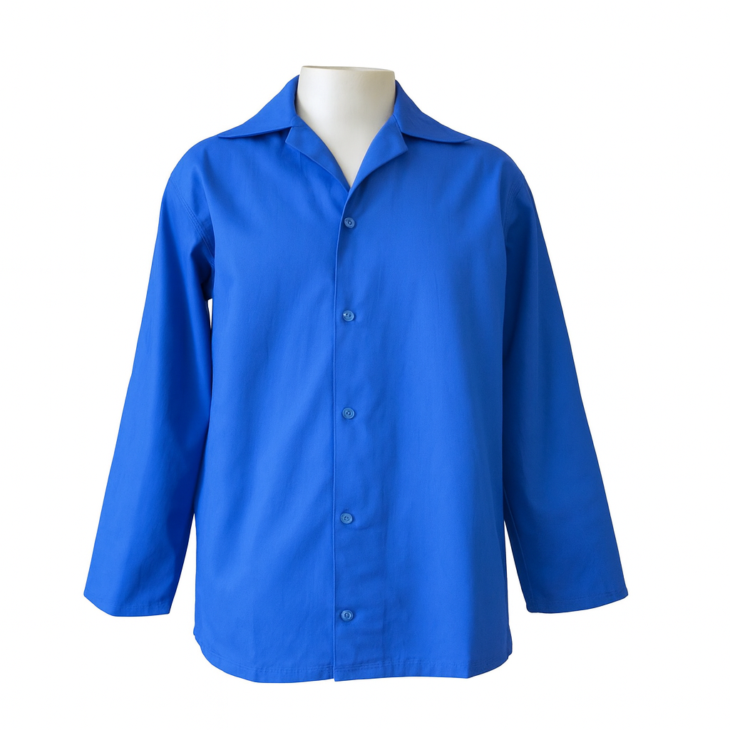 Camisa Profissional em Brim Aberta  I Manga Longa I Azul Royal