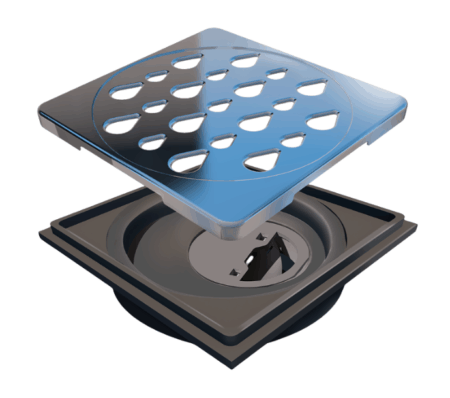 Grelha Quadrada 100 mm Polida com Acessórios