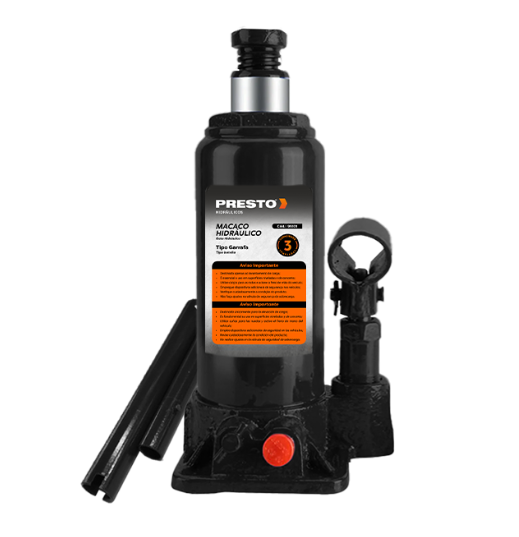 Macaco Hidráulico Tipo Garrafa 3 Toneladas